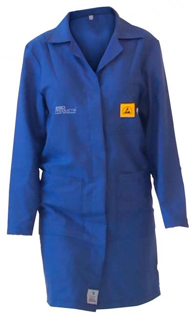 ESD Lab Coat 2/3 Length ESD Smock Royal Blue Female M Antistatic Clothing ESD Garment
